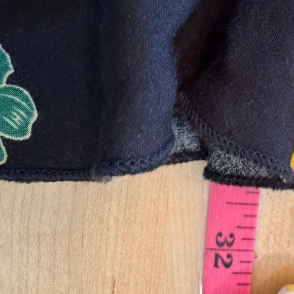 Floral Rayon V-Neck Button Front Dress Black Multi Smocked Waist Tassel Size M - Picture 4 of 7